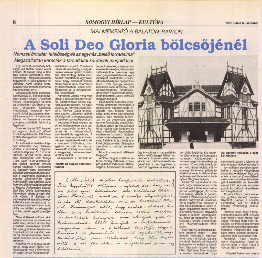Soli deo gloria bölcsőjénél somogymegyeihirlap 1991 07 1691782789 pages64 64