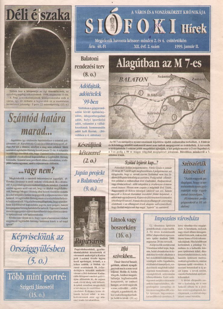 Siofoki hirek 1999 januar ii 2.szam