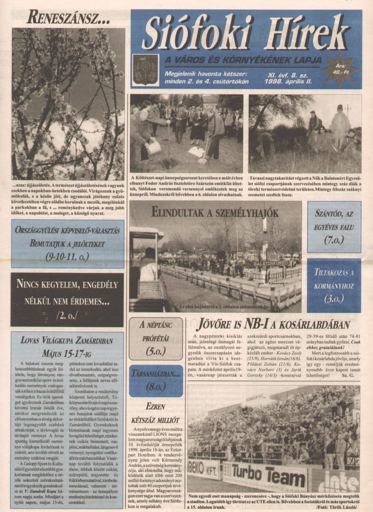 Siofoki hirek 1998 aprilis ii. 8.sz