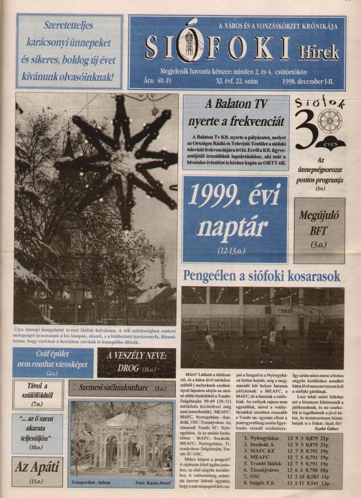 Siofoki hirek 1998 december i ii. 22.sz