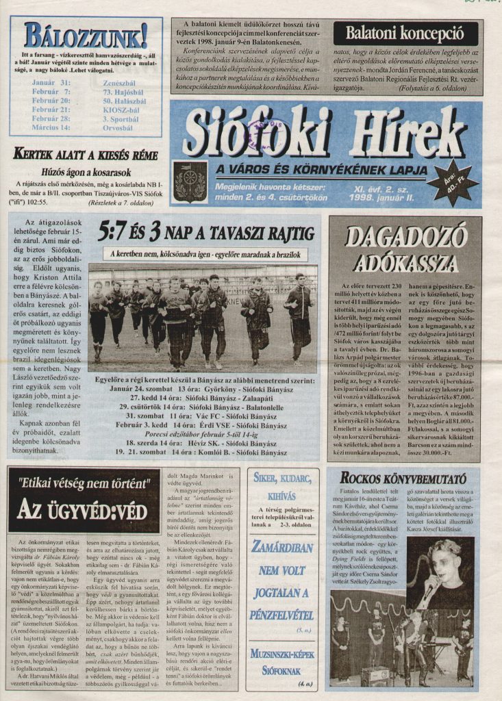 Siofoki hirek 1998 januar ii. 2.sz