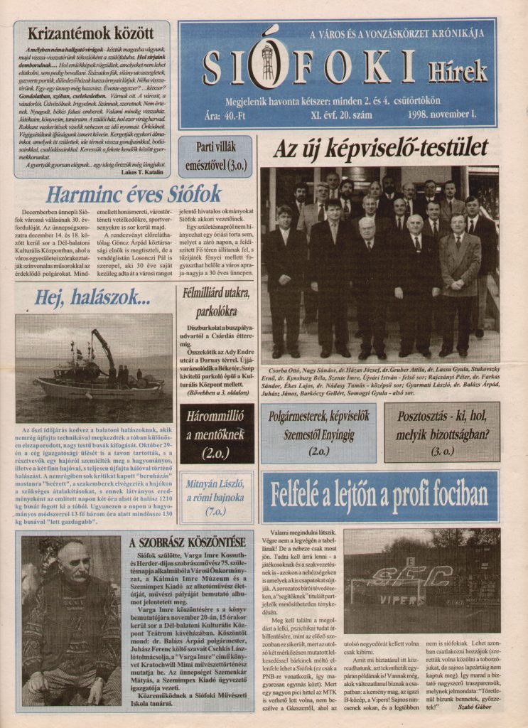 Siofoki hirek 1998 november i. 20.sz