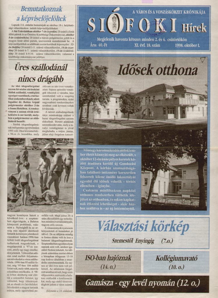 Siofoki hirek 1998 oktober i. 18.sz