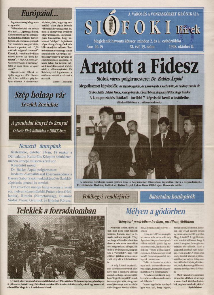 Siofoki hirek 1998 oktober ii. 19.sz
