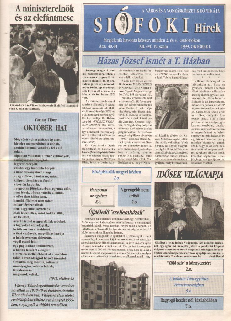 Siofoki hirek 1999 oktober i 19.szam