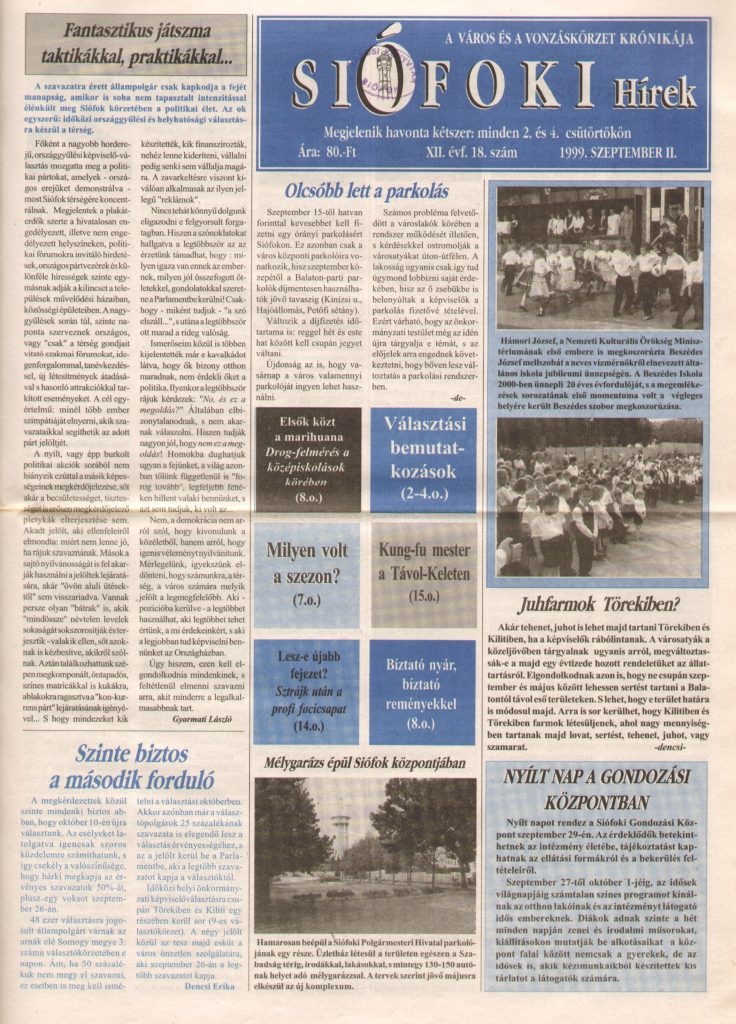 Siofoki hirek 1999 szeptember ii 18.szam