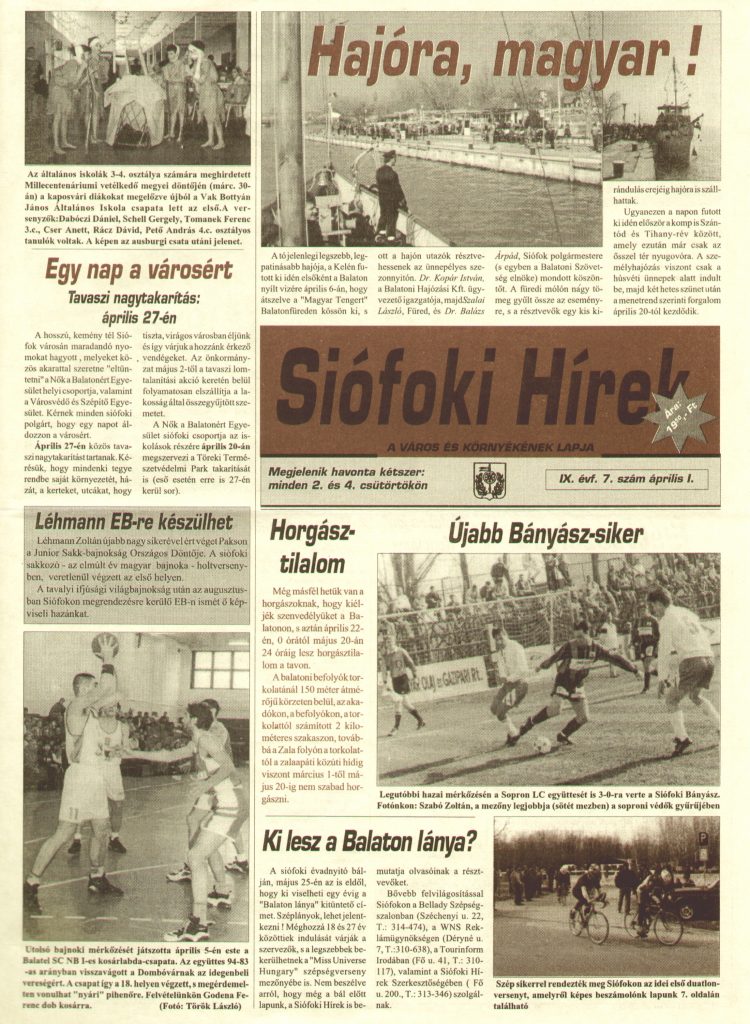 Siofoki hirek 1996 aprilis i. 7.sz