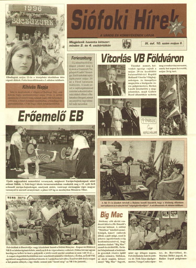 Siofoki hirek 1996 majus ii. 10.sz