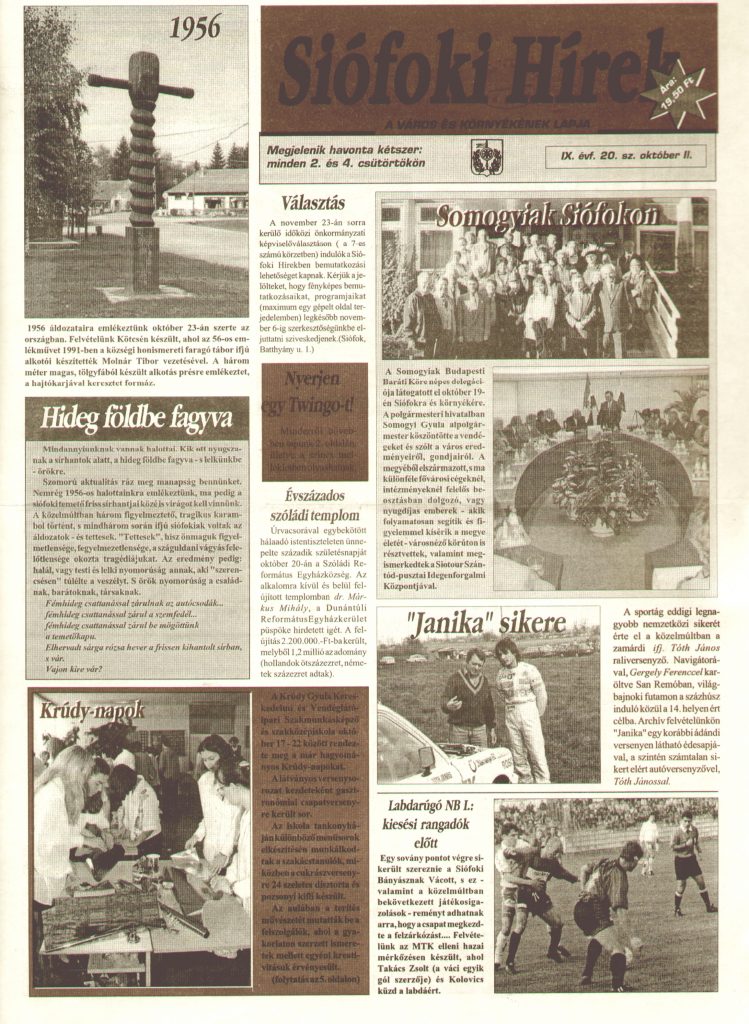 Siofoki hirek 1996 oktober ii. 20.sz