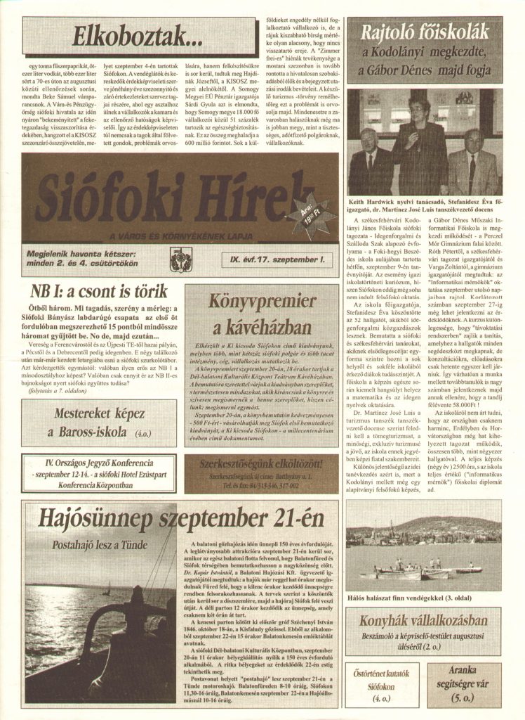 Siofoki hirek 1996 szeptember i. 17.sz