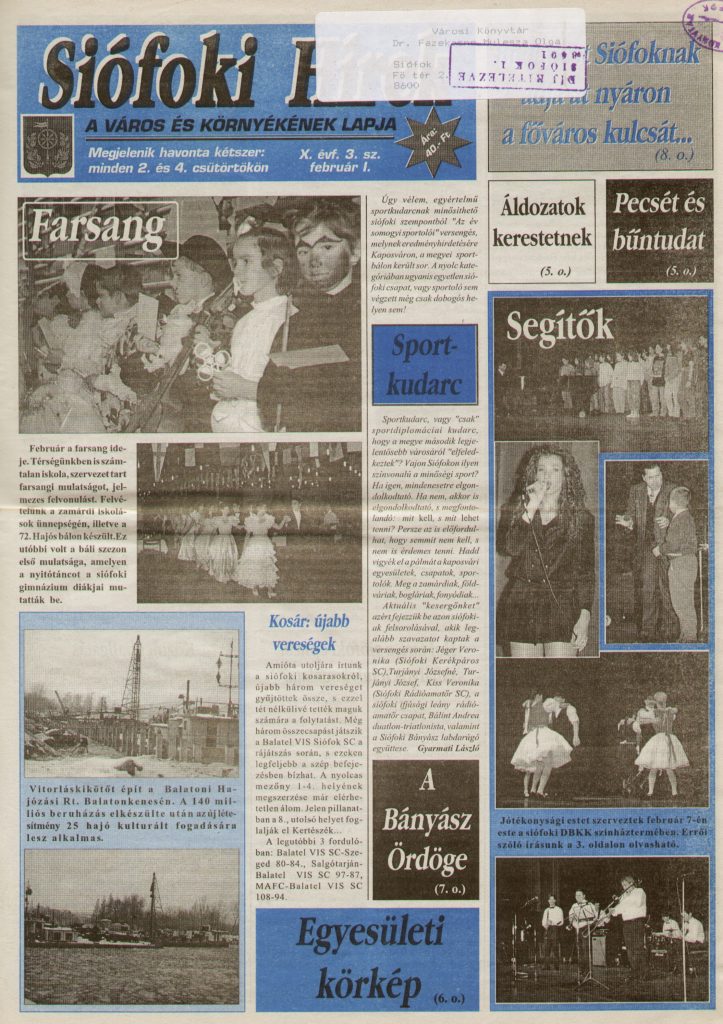 Siofoki hirek 1997 februar i. 3.sz