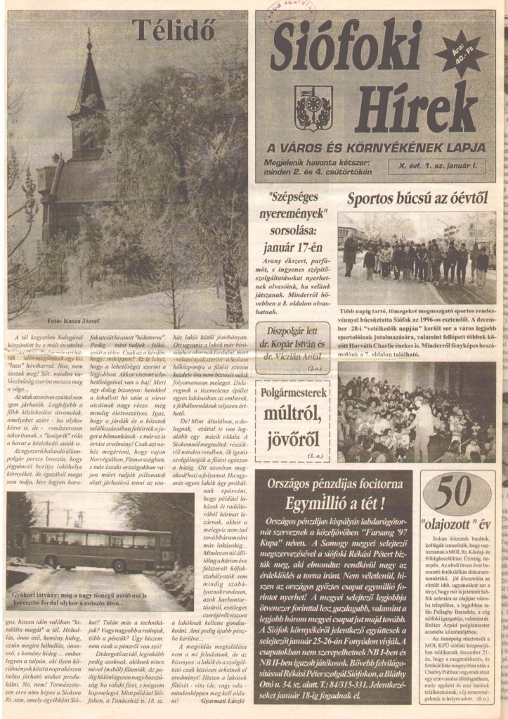 Siofoki hirek 1997 januar i. 1.sz