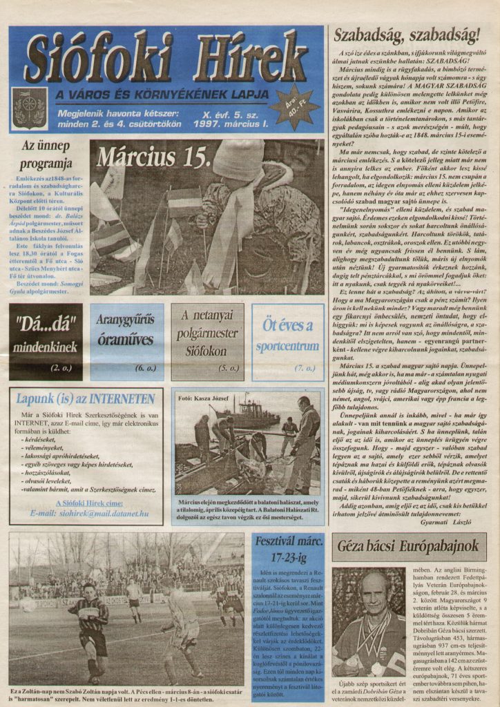 Siofoki hirek 1997 marcius i. 5.sz