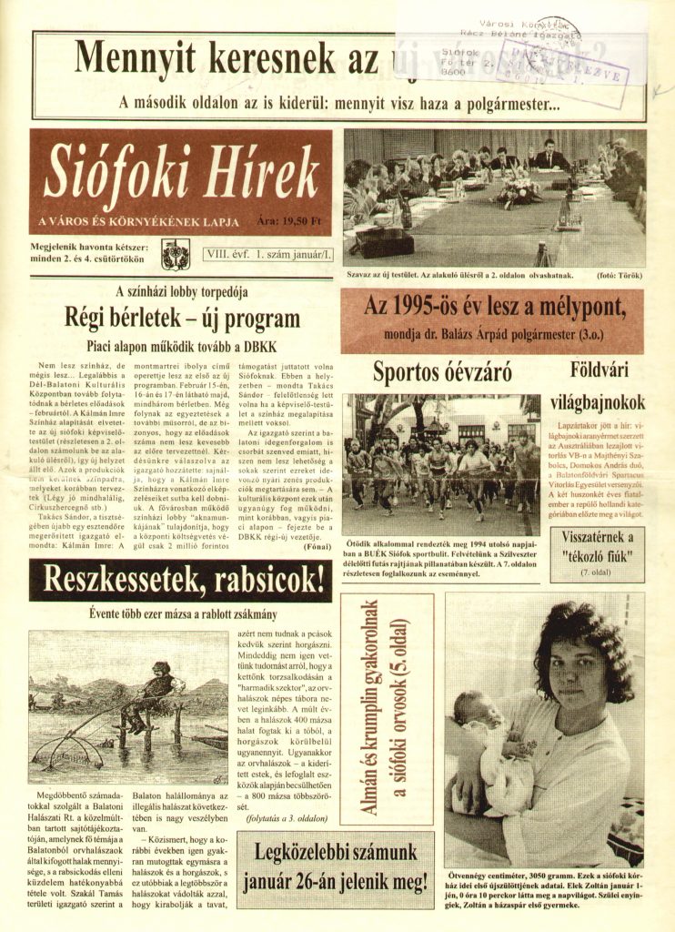 Siofoki Hirek 1995 januar I. 1.sz
