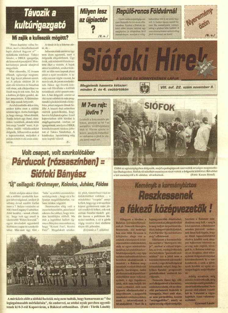 Siofoki Hirek 1995 november II. 22.sz