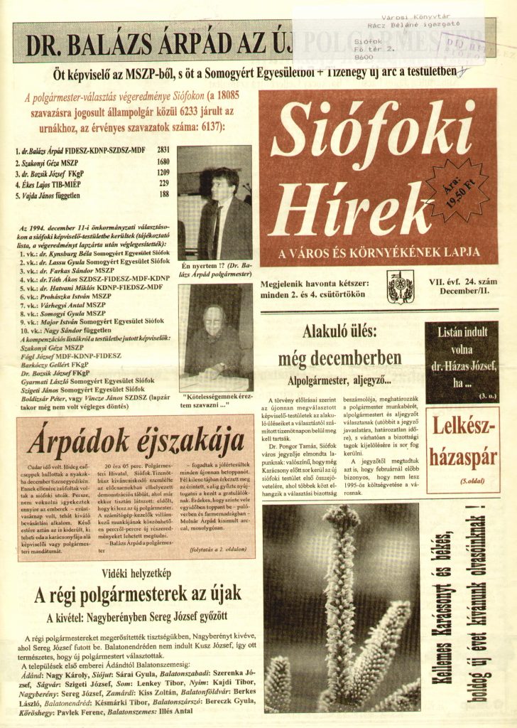 Siofoki Hirek 1994 december II. 24.sz